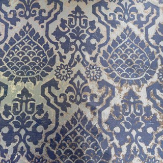 Royal Indigo Luxury Jacquard Blue and Gold Floral Curtains 5