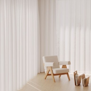 Avila Waterproof Textured White Outdoor Voile Curtain 2