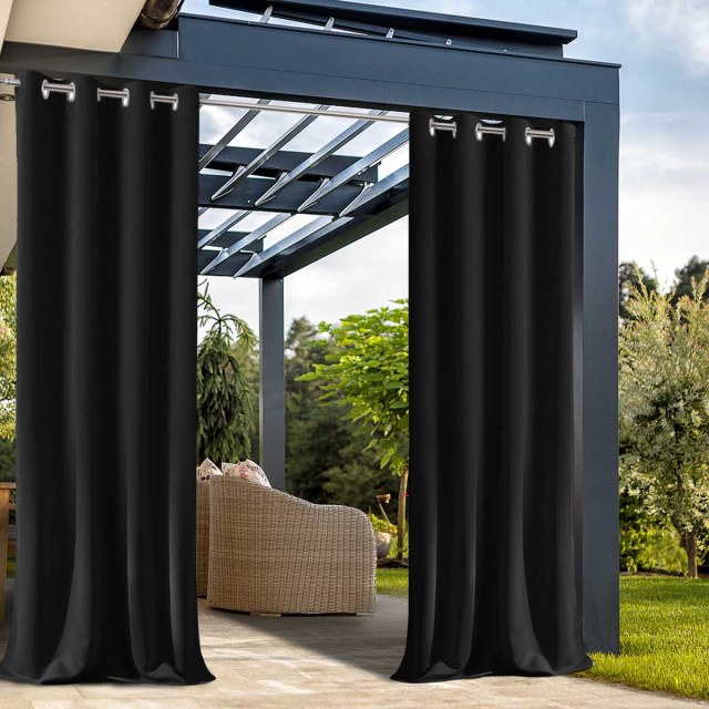 Malibu Waterproof Triple Weave Twill Blackout Blackout Outdoor Curtain 1