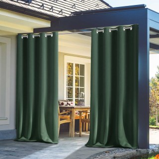 Malibu Waterproof Triple Weave Twill Blackout Dark Green Outdoor Curtain 2