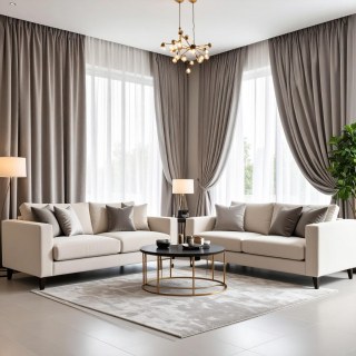 Fine Light Grey Velvet Curtain 2