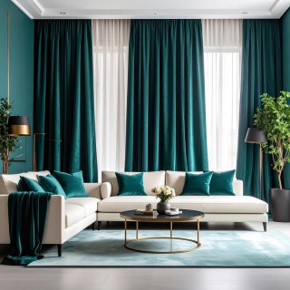 Fine Teal Velvet Curtain 2