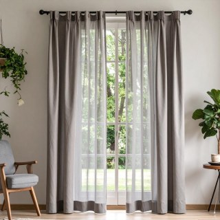 Luxe Light Grey Sheer Voile Curtain