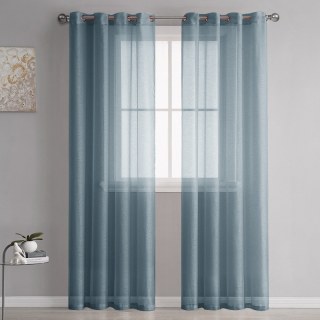 Luxe Teal Blue Sheer Voile Curtain
