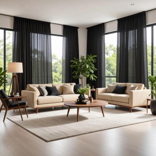 Smarties Black Soft Sheer Voile Curtain 2