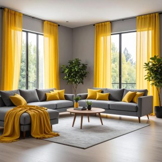 Smarties Bright Yellow Soft Sheer Voile Curtain