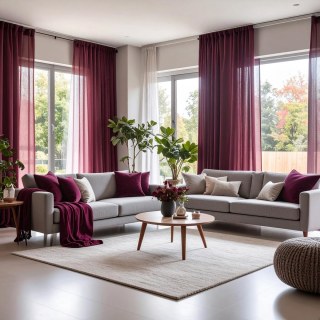 Smarties Red Burgundy Soft Sheer Voile Curtain