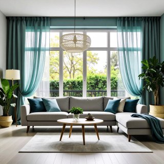 Smarties Soft Teal Sheer Voile Curtain 3