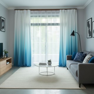 Candy Land Linen Style Blue Ombre Curtain
