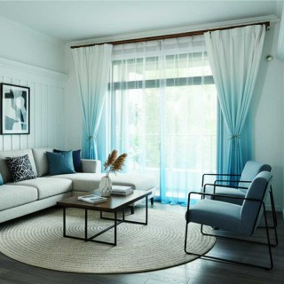 Candy Land Linen Style Blue Ombre Curtain