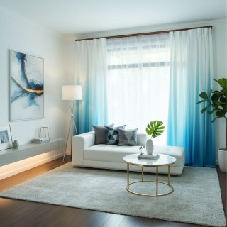 Candy Land Linen Style Blue Ombre Curtain