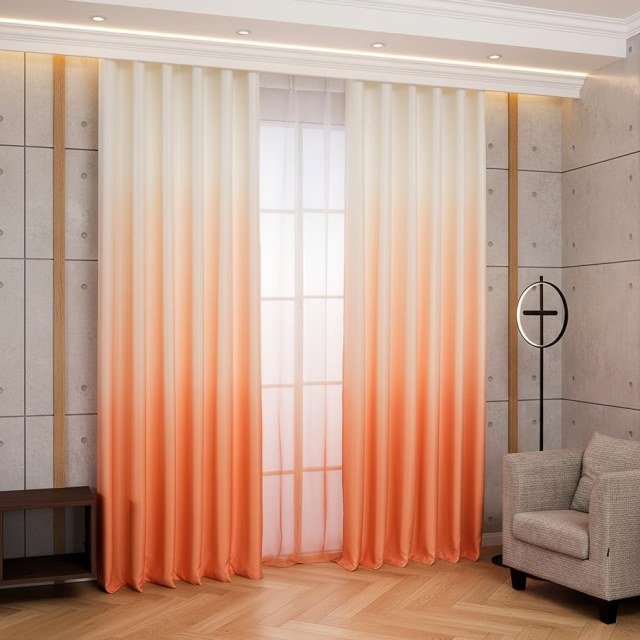 Candy Land Peach Orange Red Ombre Curtain 1