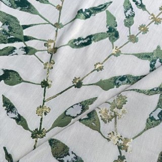 In The Woods Luxury Jacquard Green Leaves Curtain with Gold Details 4