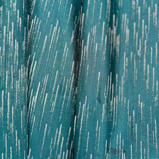 Silver Stream Teal Curtain with Shimmering Metallic Stripes