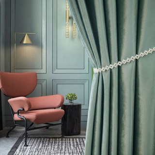 Luminous Luxe Metallic Sage Duck Egg Green Velvet Curtains 1