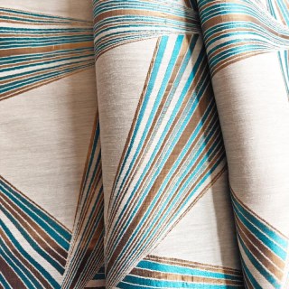 Prism Axis Art Deco Teal and Gold Geometric Curtains 2