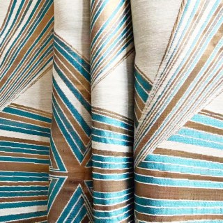 Prism Axis Art Deco Teal and Gold Geometric Curtains