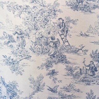 Amour Pastorale Blue Toile de Jour Chenille Curtains