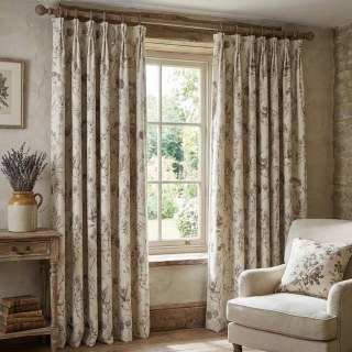 Berry Meadow Mocha Brown Floral Chenille Curtains 3