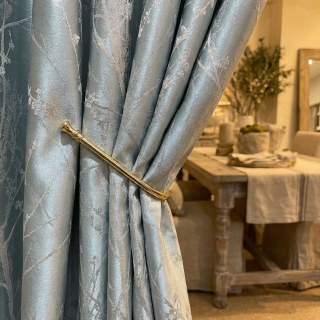 Blossom Branches Duck Egg Blue Abstract Floral Curtain 2