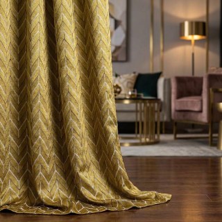 Elegante Art Deco Chevron Gold Curtain 2