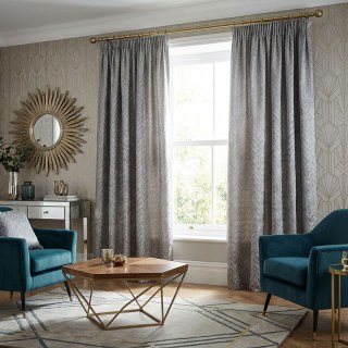 Elegante Art Deco Chevron Silvery Grey Curtains 3