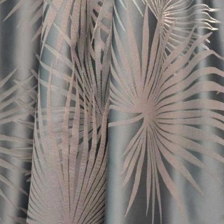 Fan Palm Silhouette Duck Egg Blue Tropical Leaves Curtain 2