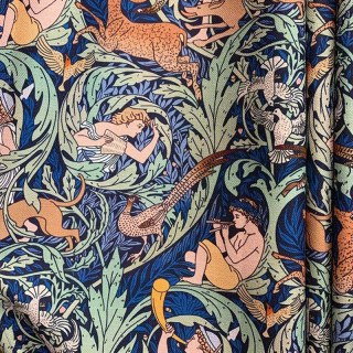 Forest Orchestra Navy Blue Linen Style Floral Curtains 5