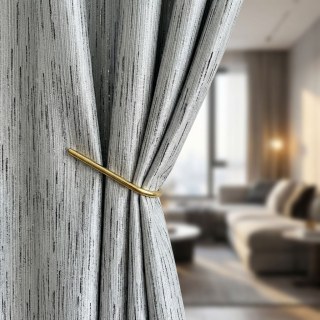 Gilded Stream Silver Grey Curtain with Metallic Stripes 2