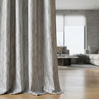Gilded Stream Silver Grey Curtain with Metallic Stripes