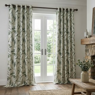 In The Woods Green Leaves Curtain with Gold Details 3