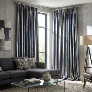 Leopard Lane Navy Blue Striped Animal Print Curtain 3