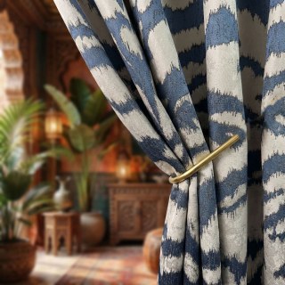 Tiger Stripes Navy Blue Animal Print Curtain 2