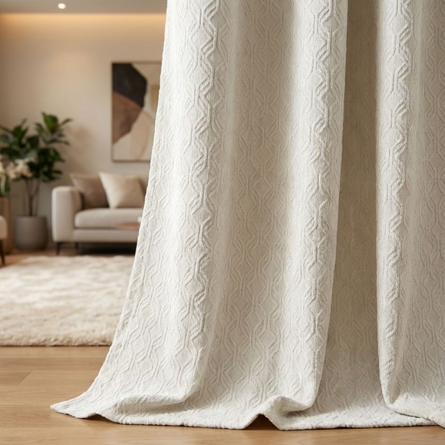 Diamond Patchwork Geometric Chenille Cream Off White Curtain 1 Diamond Patchwork Geometric Chenille Cream Off White Curtain 1