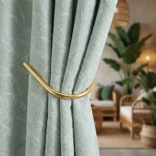 Leafy Lushness Tropical Leaves Pastel Sage Green Chenille Curtains 2