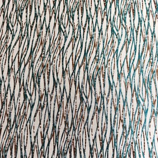 Woven Drift Abstract Geometric Teal Curtains with Metallic Gold Accents 6