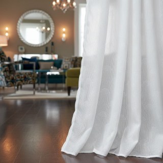 Rolling Hills Art Deco Shimmering Ivory White Voile Curtains