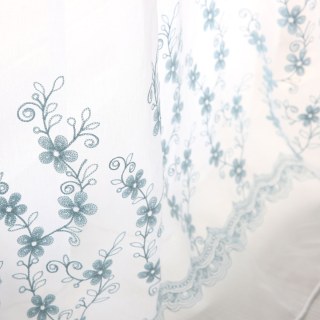 Touch Of Grace Embroidered Blue Flower Voile Curtain 4
