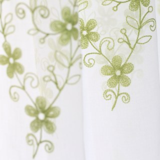 Touch Of Grace Embroidered Lime Green Flower Voile Curtain 9