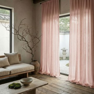 Wabi Sabi Pure Flax Linen Dusky Pink Voile Curtain 3