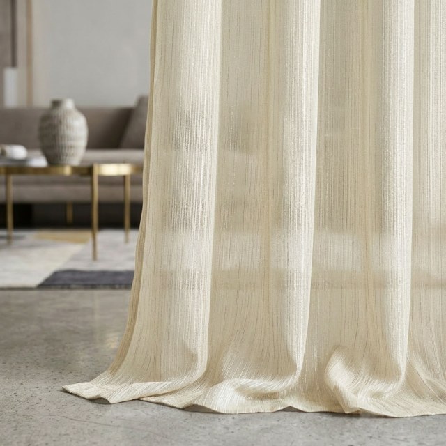 Silk Waterfall Cream Chiffon Voile Curtain 1