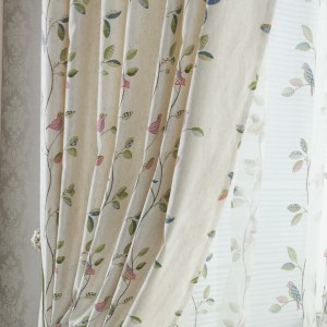 Misty Meadow Floral & Bird Cream Curtain 4