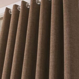 Regent Linen Style Light Coffee Curtain Drapes 7