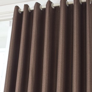 Royale Coffee Linen Style Basketweave Curtain Drapes 4