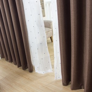 Royale Coffee Linen Style Basketweave Curtain Drapes 5