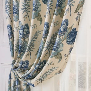 Woodland Flower Blue Curtain 7