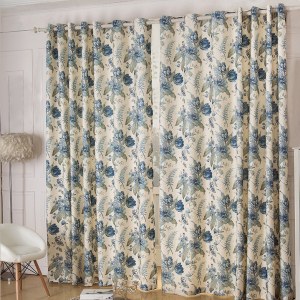 Woodland Flower Blue Curtain 4