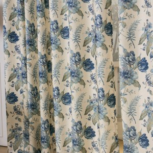 Woodland Flower Blue Curtain 1