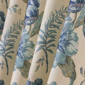Woodland Flower Blue Curtain 2