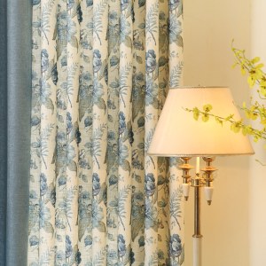 Woodland Flower Curtain with Blue Edge Border 3